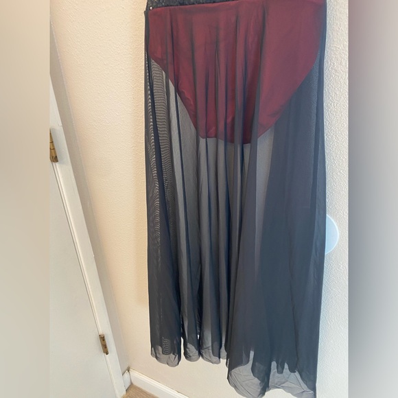 Weissman Elite Dance costume red black maxi mesh dress Alejandro D12165 SA adult - Picture 7 of 11